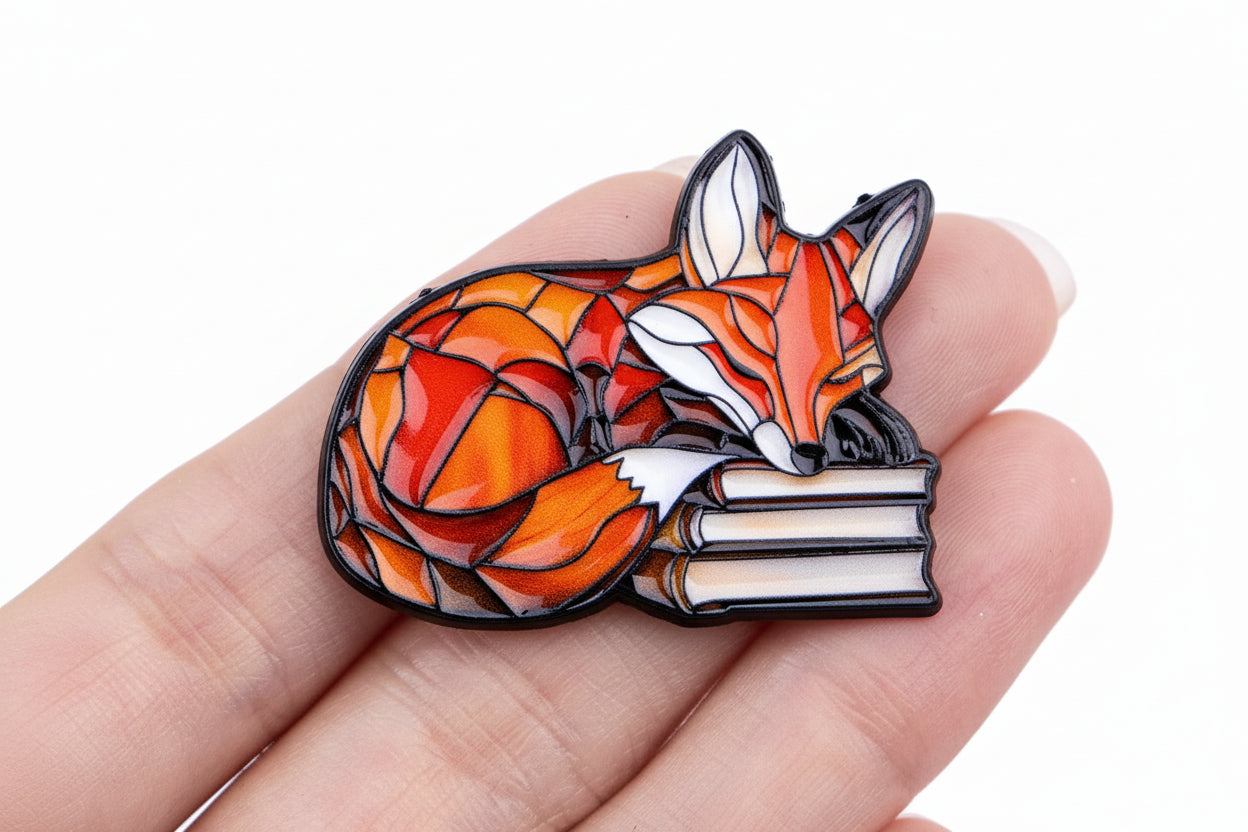 Cute Fox Reading Pin