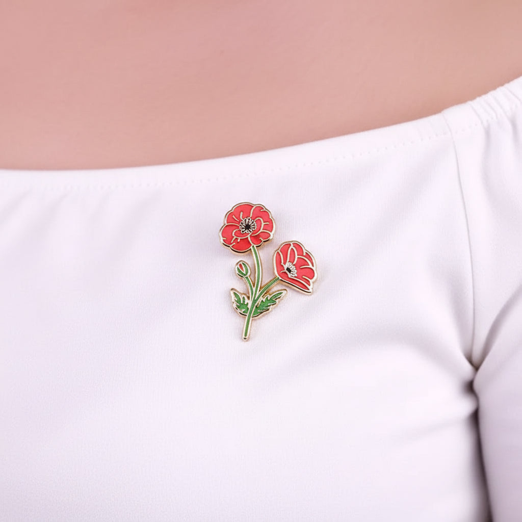 Red Poppy Bloom Pin