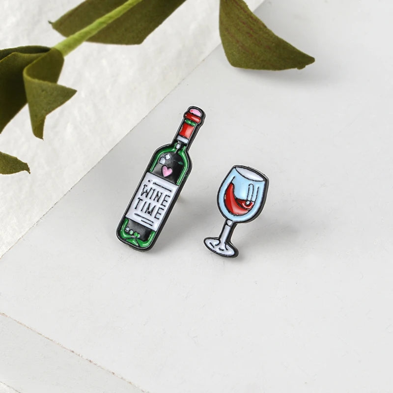 Wine Time & Wine Glass Pin