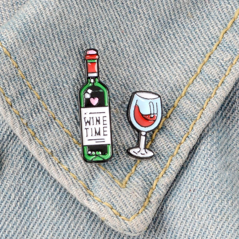 Wine Time & Wine Glass Pin