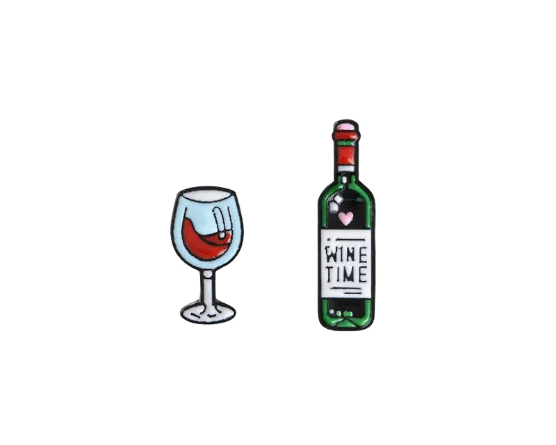 Wine Time & Wine Glass Pin