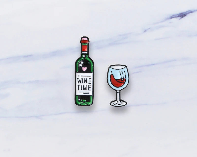 Wine Time & Wine Glass Pin