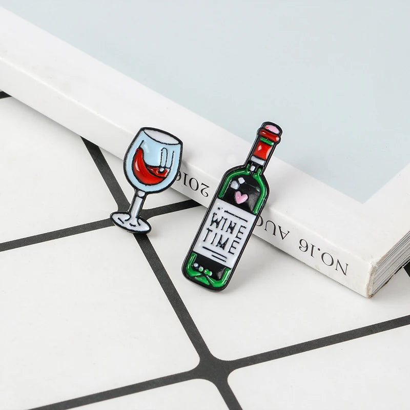 Wine Time & Wine Glass Pin