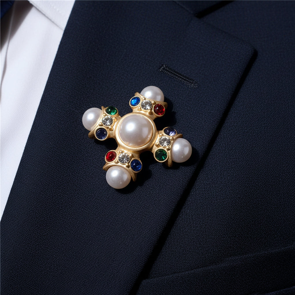 Retro Baroque Gemstone Brooch