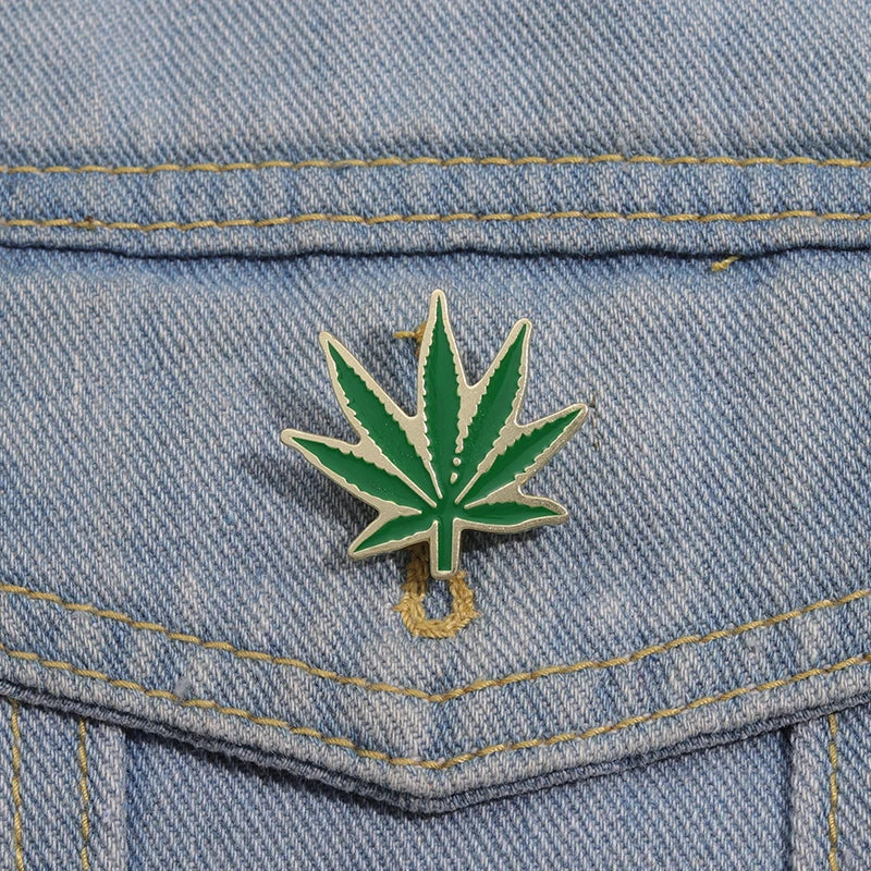 Green Cannabis Leaf Pin