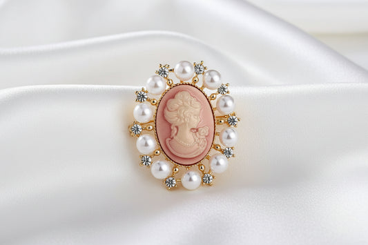 Vintage Cameo Flower Brooch – Multiple Variants