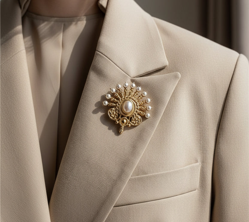 Retro Baroque Gemstone Brooch