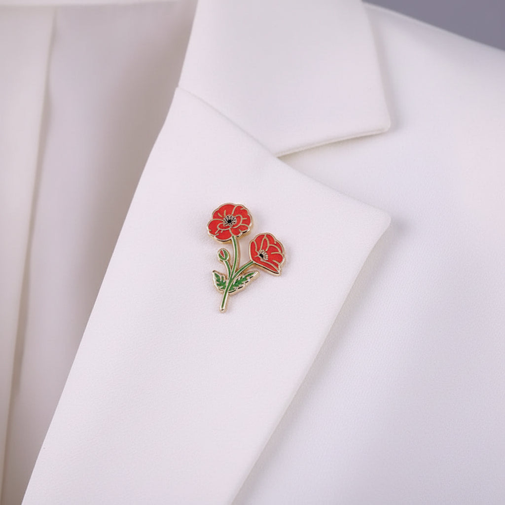 Red Poppy Bloom Pin