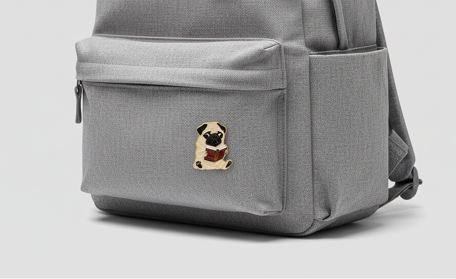 Cute Dog Reading Book Pin