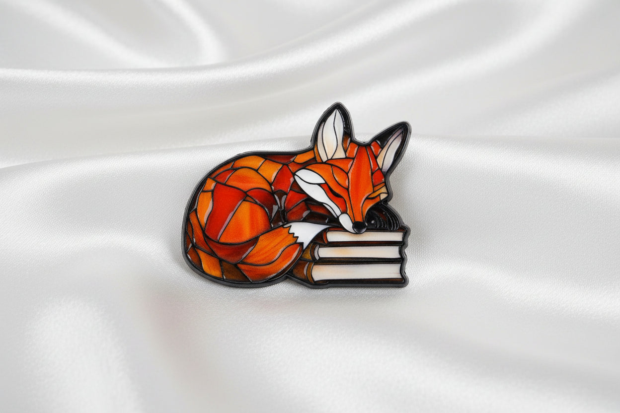 Cute Fox Reading Pin
