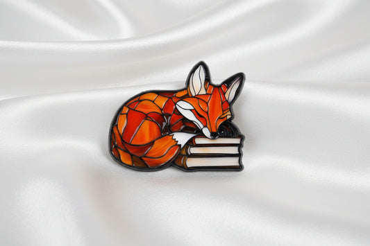 Cute Fox Reading Pin