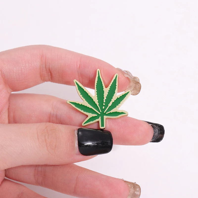 Green Cannabis Leaf Pin