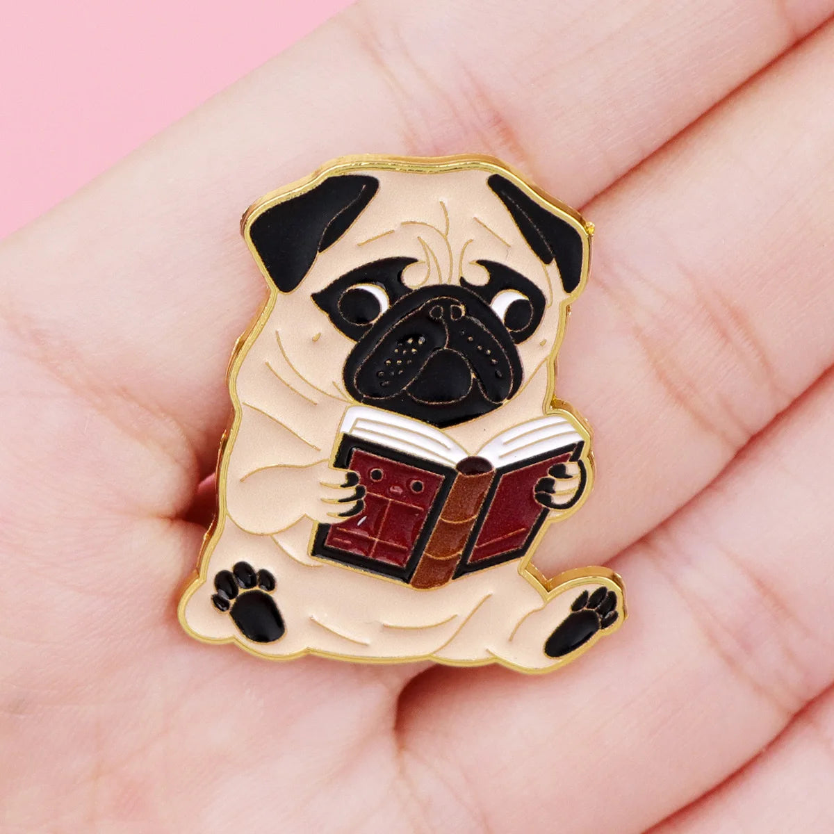 Cute Dog Reading Book Pin