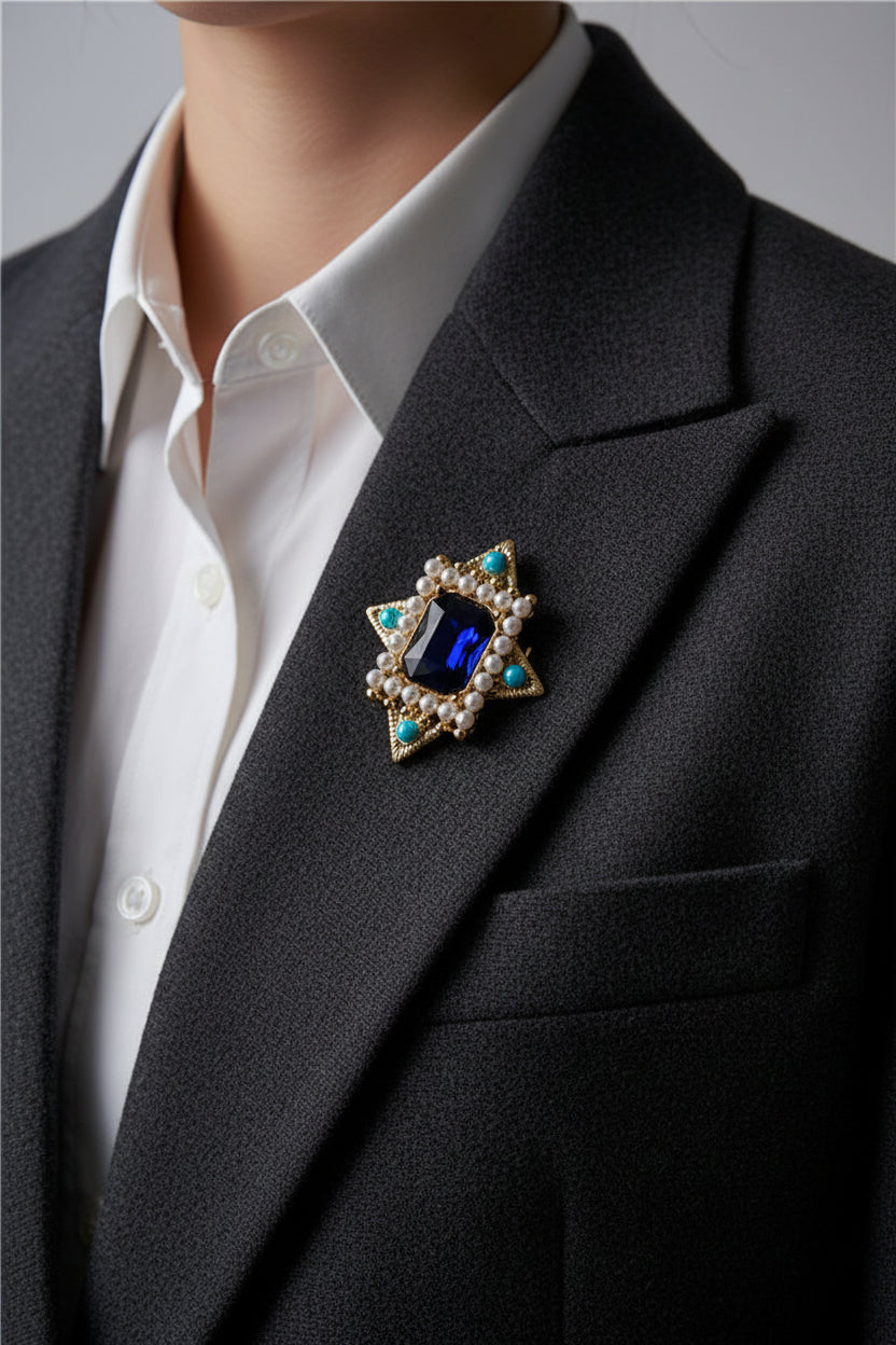Retro Baroque Gemstone Brooch