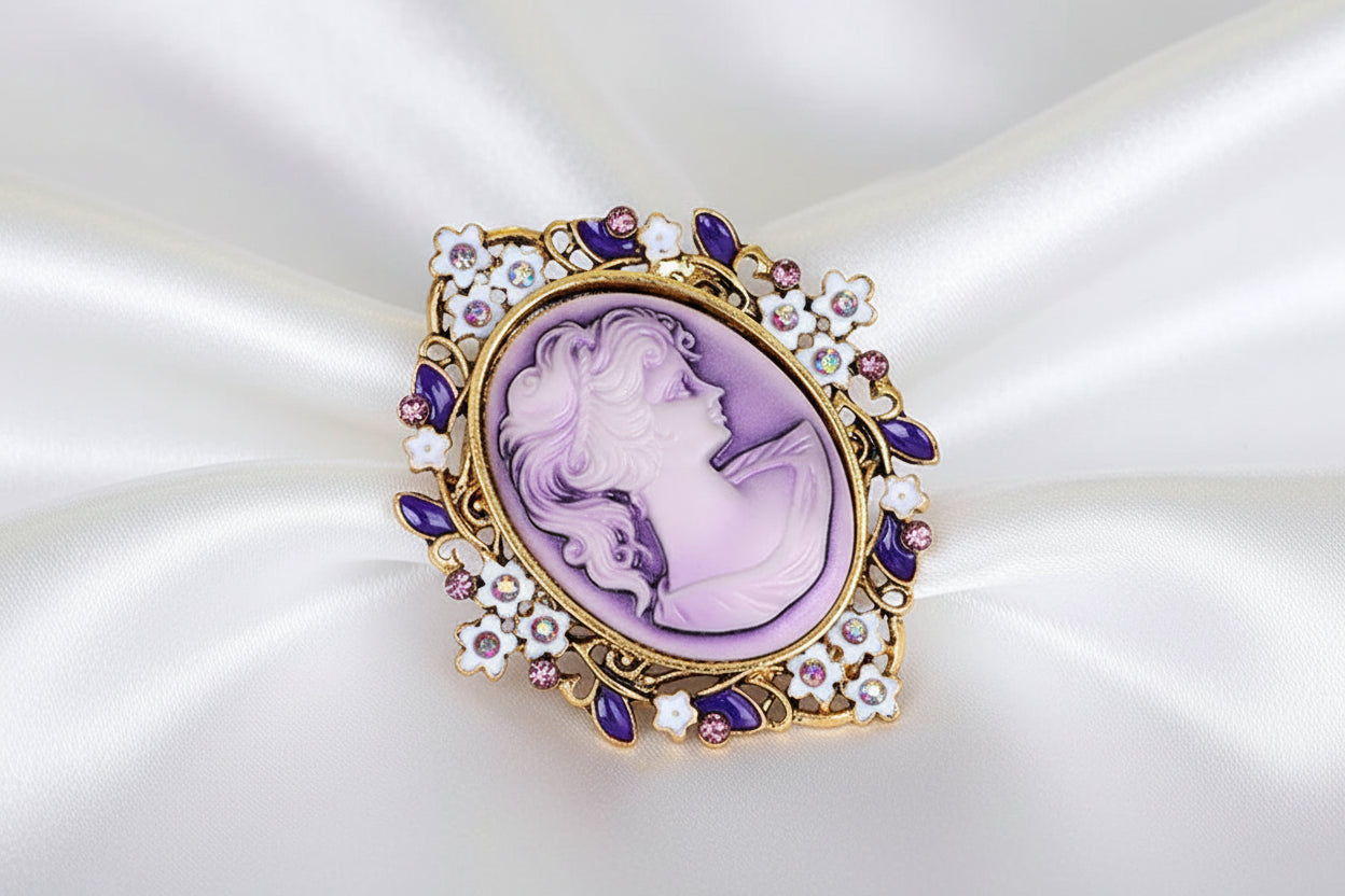 Vintage Cameo Flower Brooch – Multiple Variants