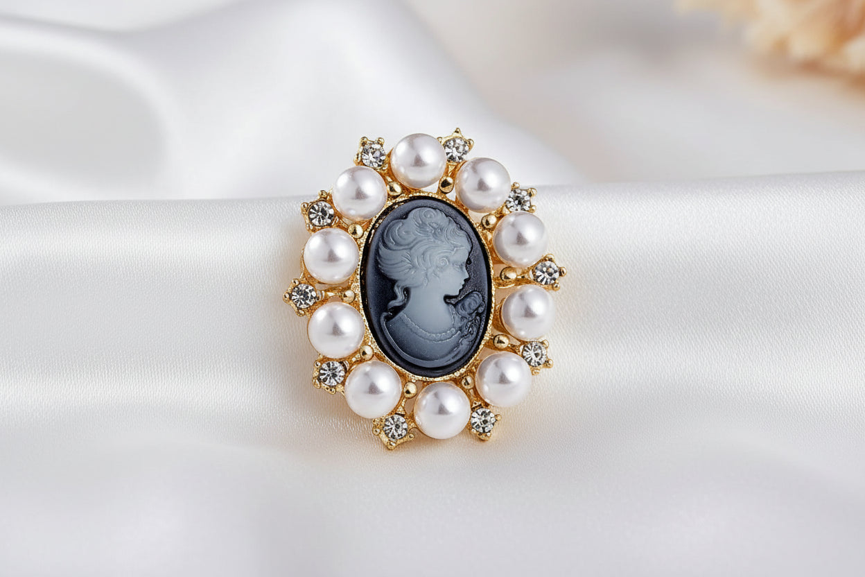 Vintage Cameo Flower Brooch – Multiple Variants