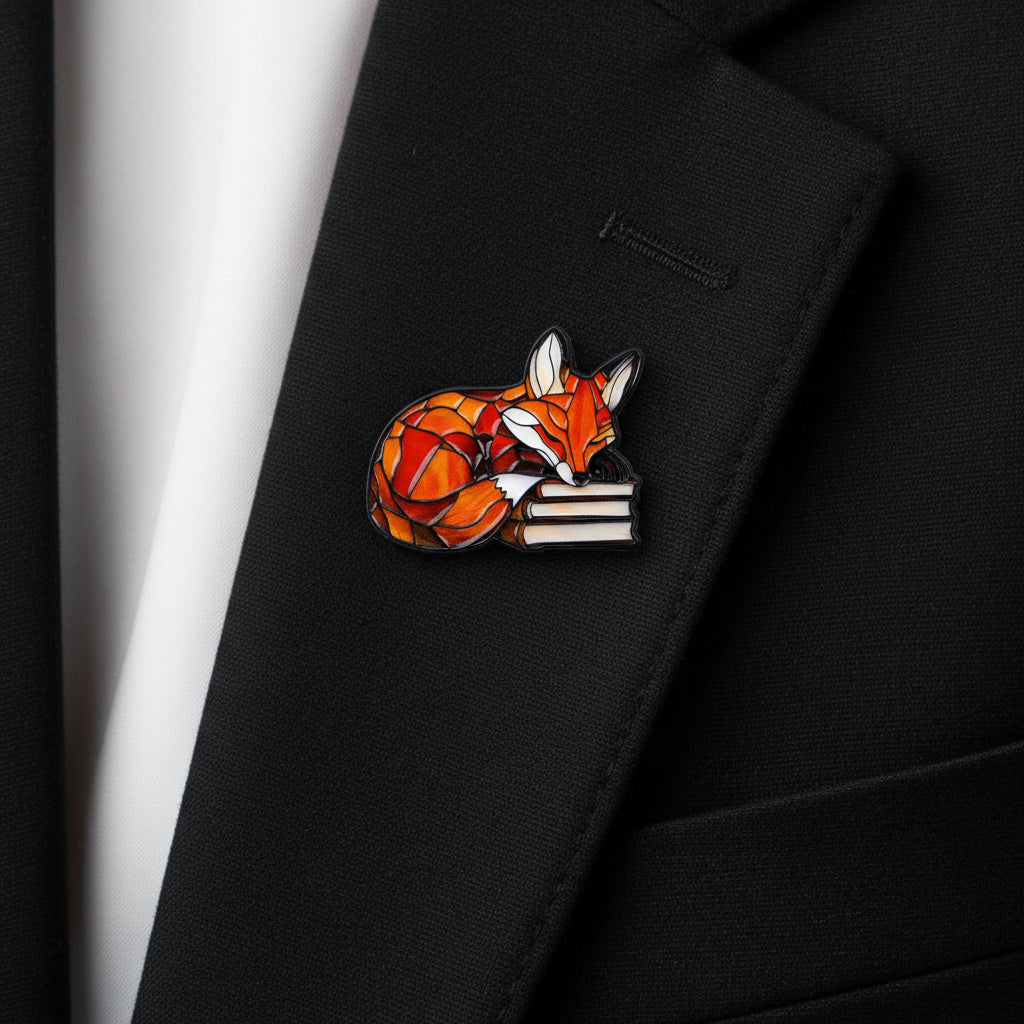 Cute Fox Reading Pin