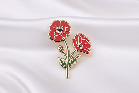 Red Poppy Bloom Pin
