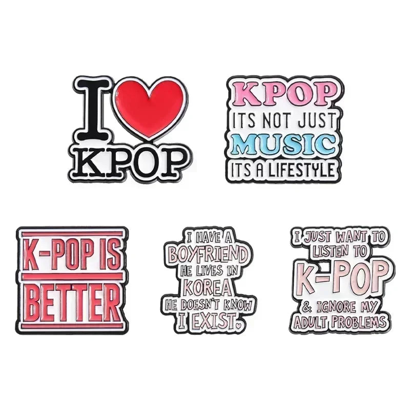 I Love K-Pop Pin – 5 Variants