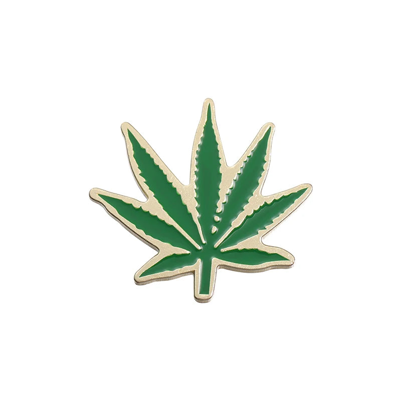 Green Cannabis Leaf Pin