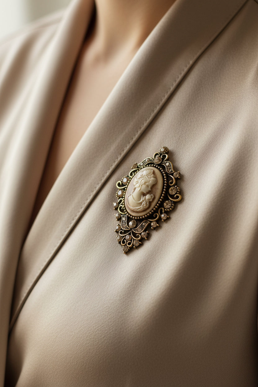 Vintage Cameo Flower Brooch – Multiple Variants