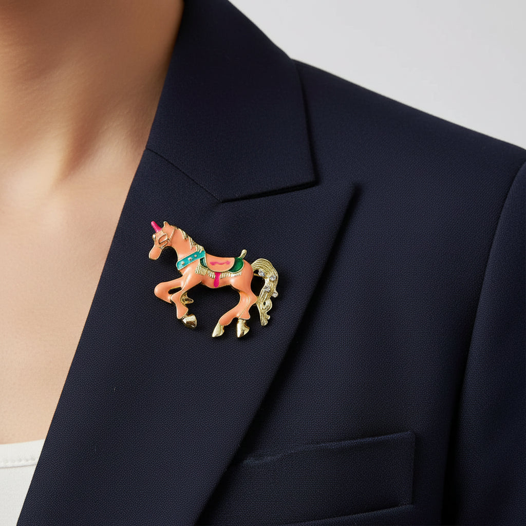 Rhinestone Horse Brooch – 5 Variants