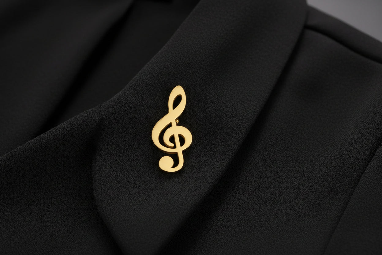 Gold Music Note Brooch