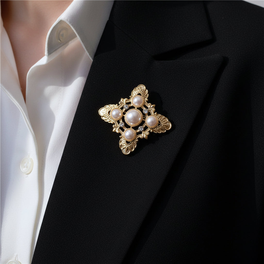 Retro Baroque Gemstone Brooch