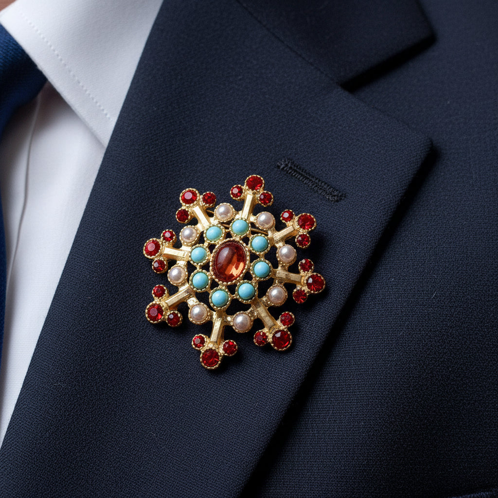 Retro Baroque Gemstone Brooch