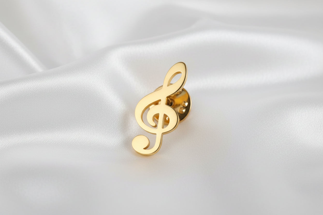 Gold Music Note Brooch